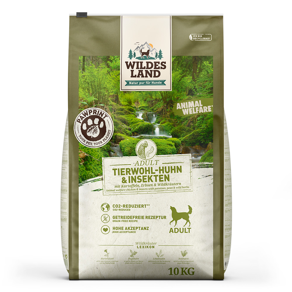 Wildes Land PawPrint Animal  Tierwohl-Huhn & Insekten Trockenfutter für Hunde
