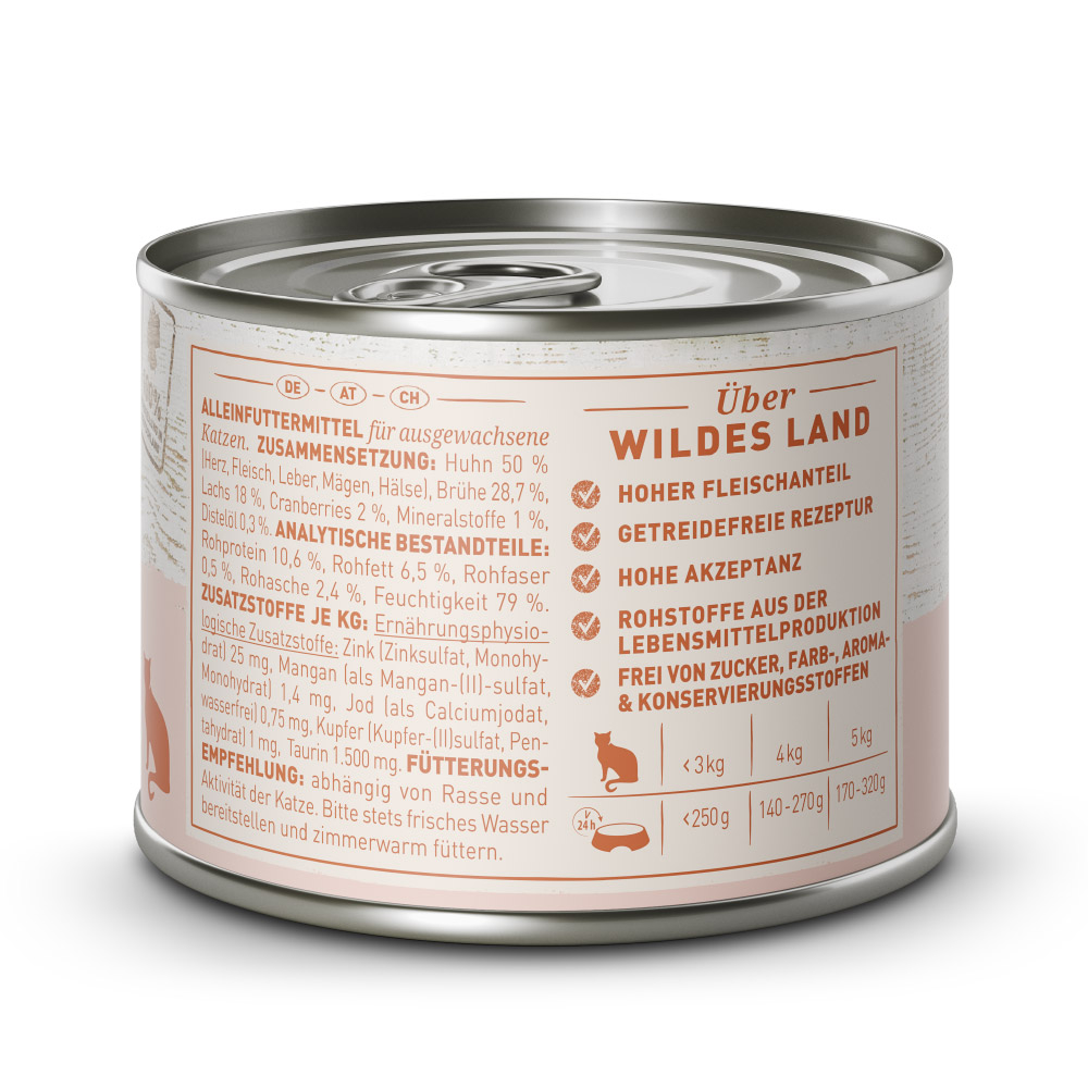 Wildes Land Huhn & Lachs mit Cranberries und Distelöl