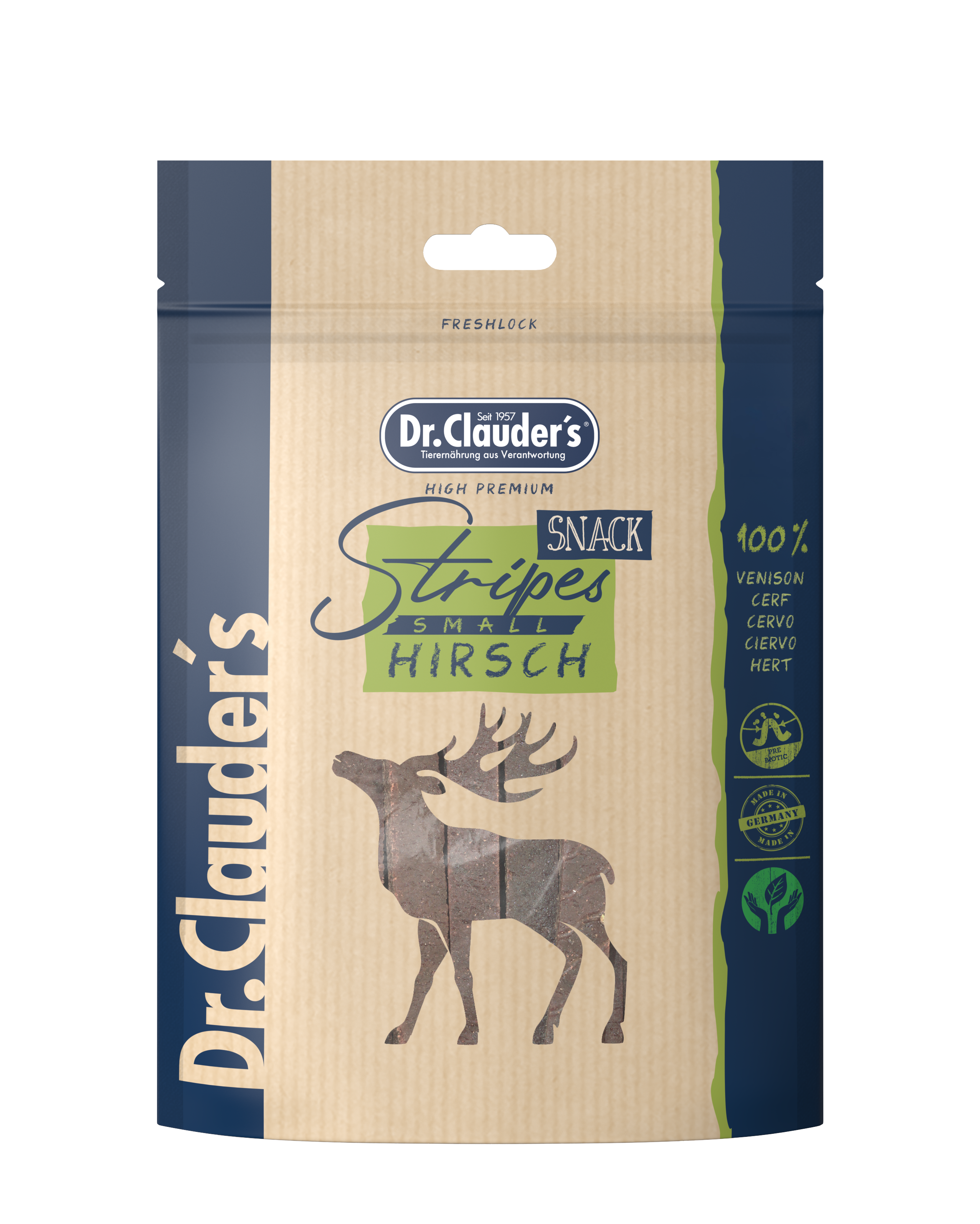 Dr.Clauder´s Stripes Snack Hirsch 80g für Hunde und Katzen