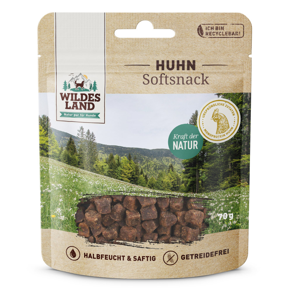 Wildes Land - Softsnack für Hunde Huhn 70g
