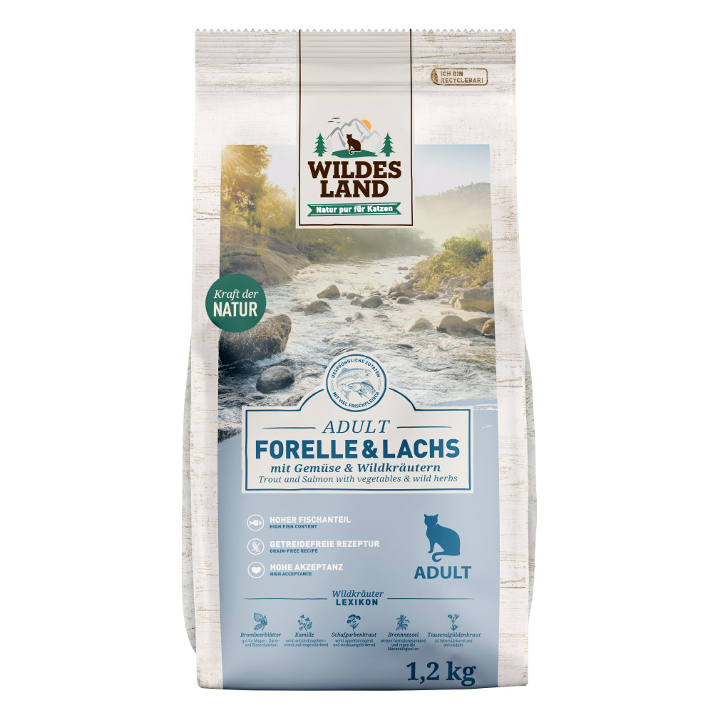 Forelle & Lachs mit Gartengemüse Trockenfutter für Katzen