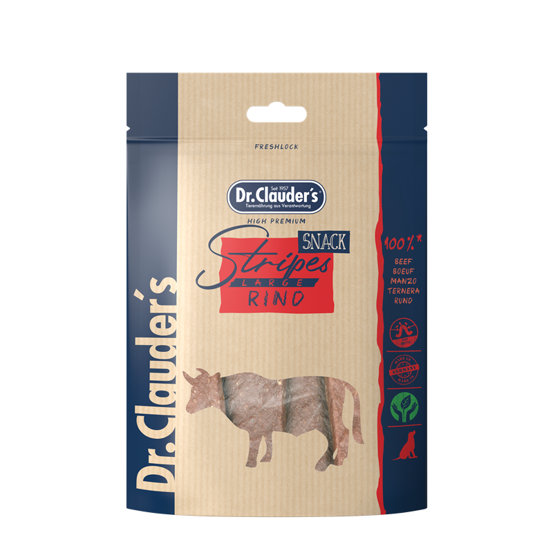 Dr.Clauder´s Stripes Snack Rind Large 80g für Hunde und Katzen
