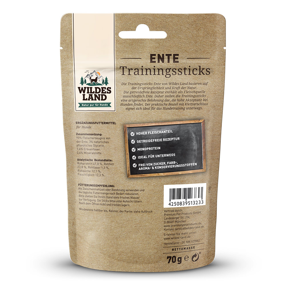 Wildes Land - Trainingssticks Ente Leckerli für Hunde