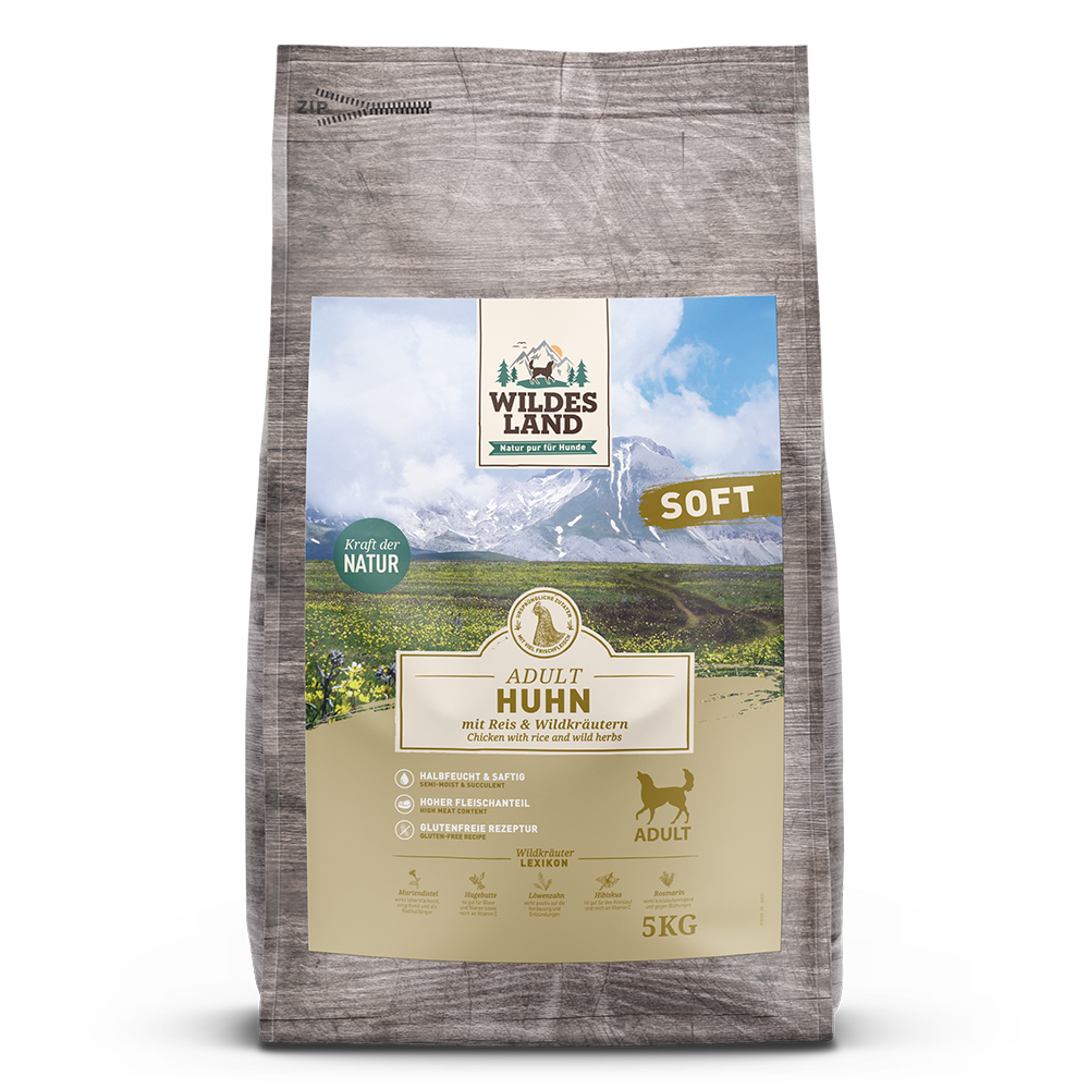 Huhn mit Reis & Wildkräutern Soft-Trockenfutter für Hunde