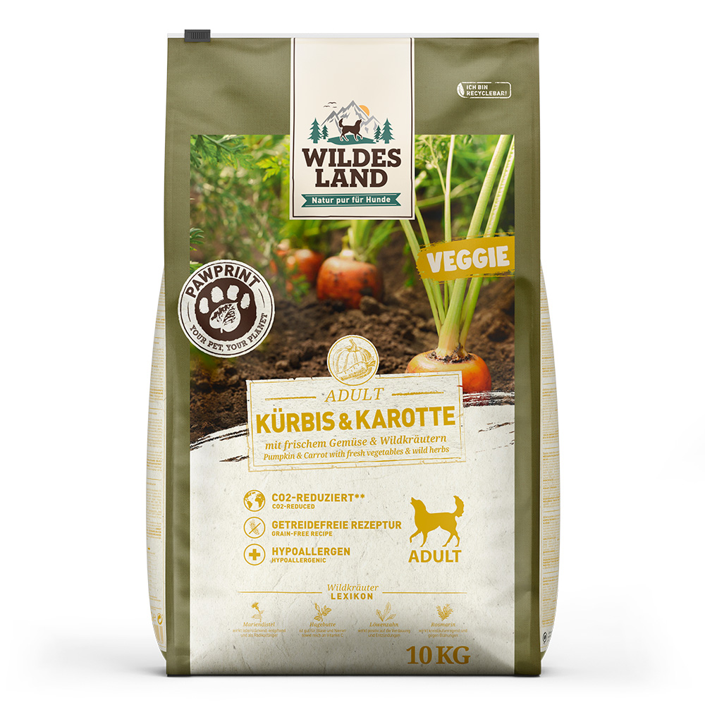 Wildes Land PawPrint Veggie Adult Kürbis & Karotte Trockenfutter für Hunde