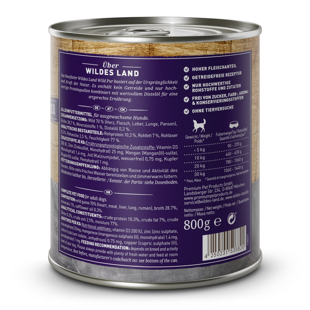 Wildes Land PUR Adult - Wild mit Distelöl für Hunde