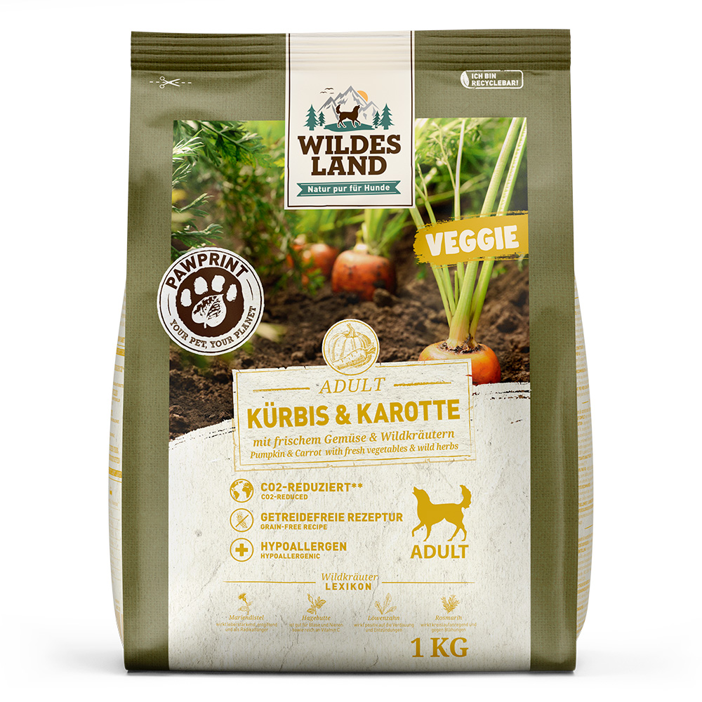 Wildes Land PawPrint Veggie Adult Kürbis & Karotte Trockenfutter für Hunde