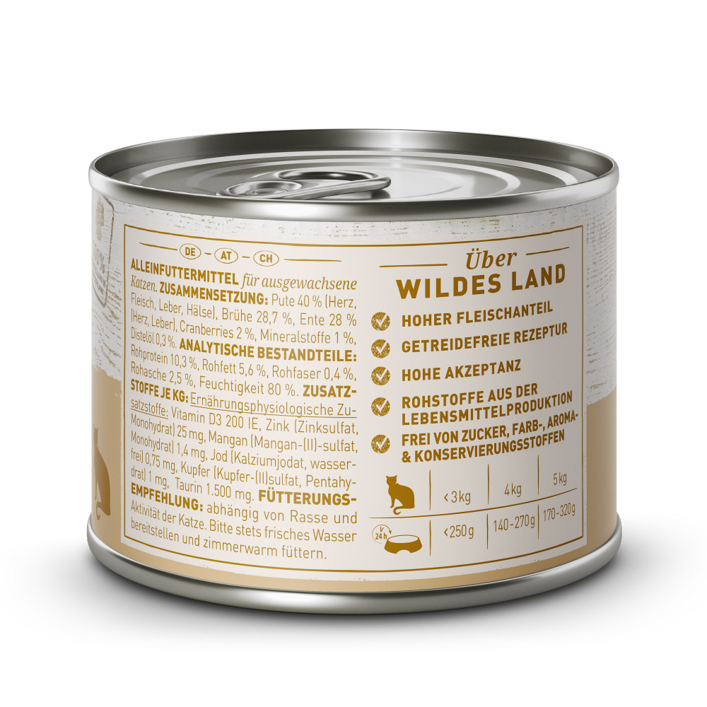 Ente & Pute mit Cranberries und Distelöl Nassfutter für Katzen