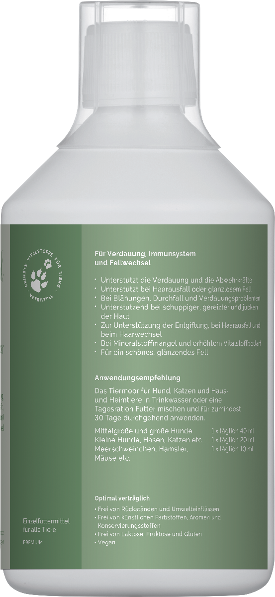 Tiermoor für Hunde und Katzen - Für Verdauung, Abwehrkraft, Entgiftung und Fellwechsel