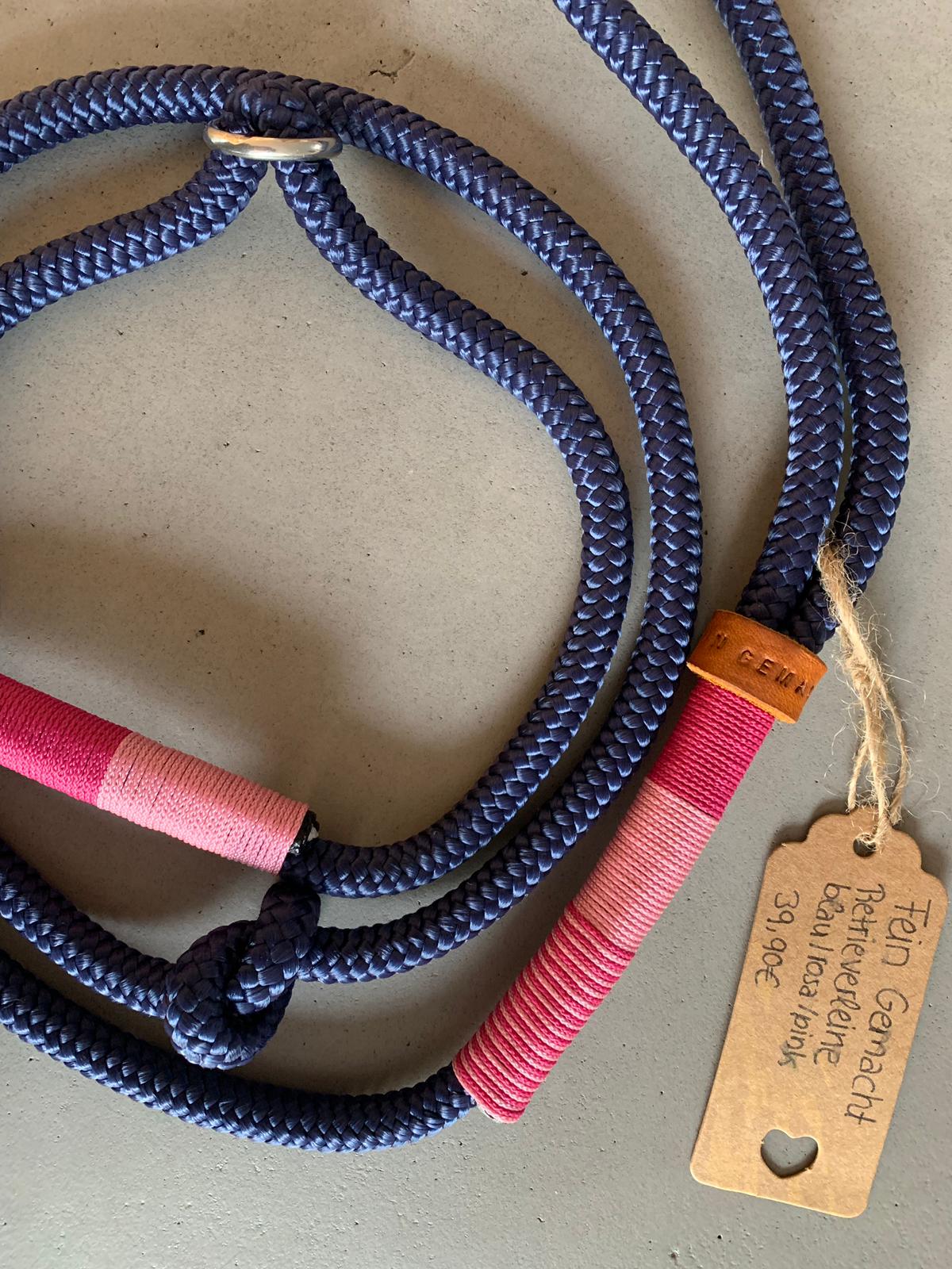 3-farbige PPM Retrieverleine blau/pink