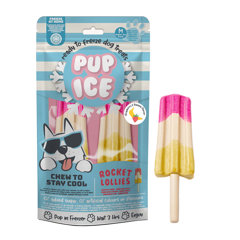 Imaginelles Dog Snack Pup Ice Rocket Lollies Strawberry Banana M 2St