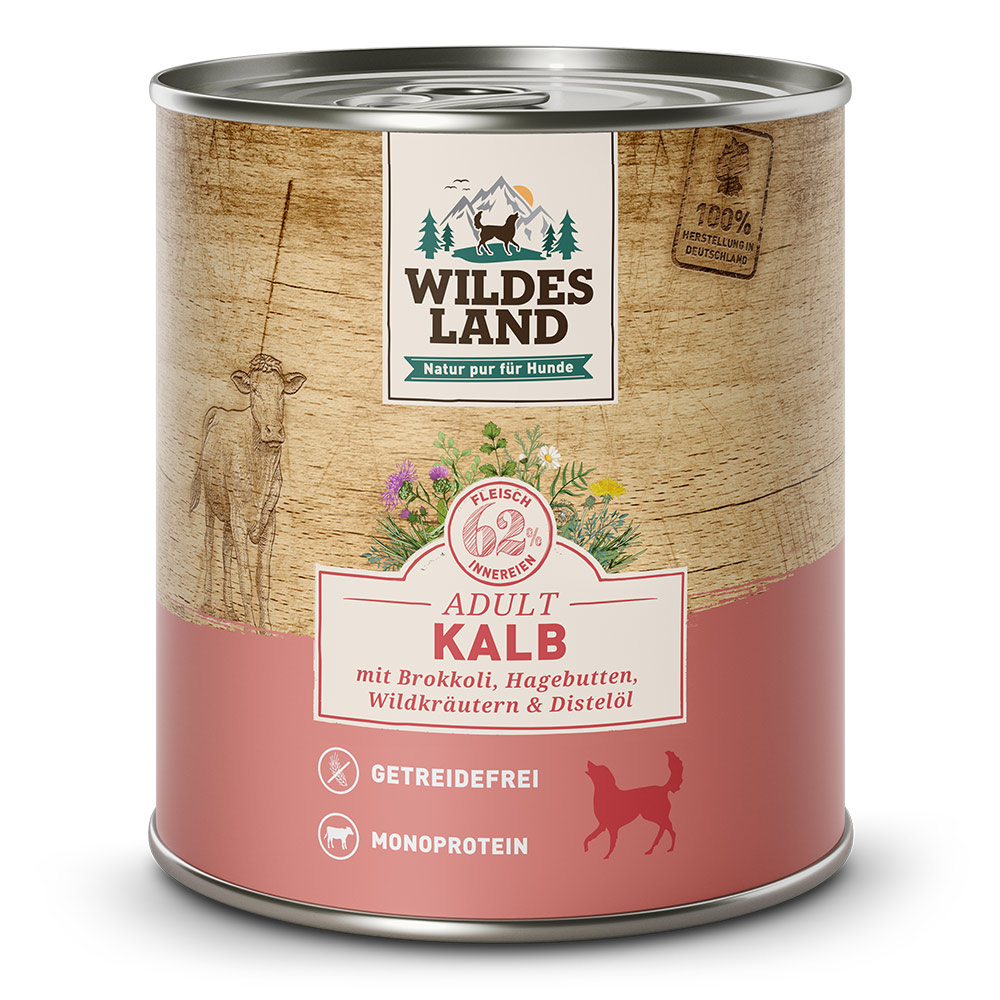 Wildes Land Classic Adult – Kalb Nassfutter für Hunde
