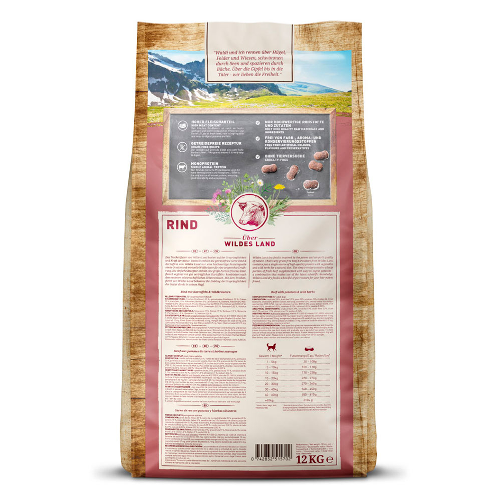 Rind mit Kartoffeln & Wildkräutern Trockenfutter für Hunde
