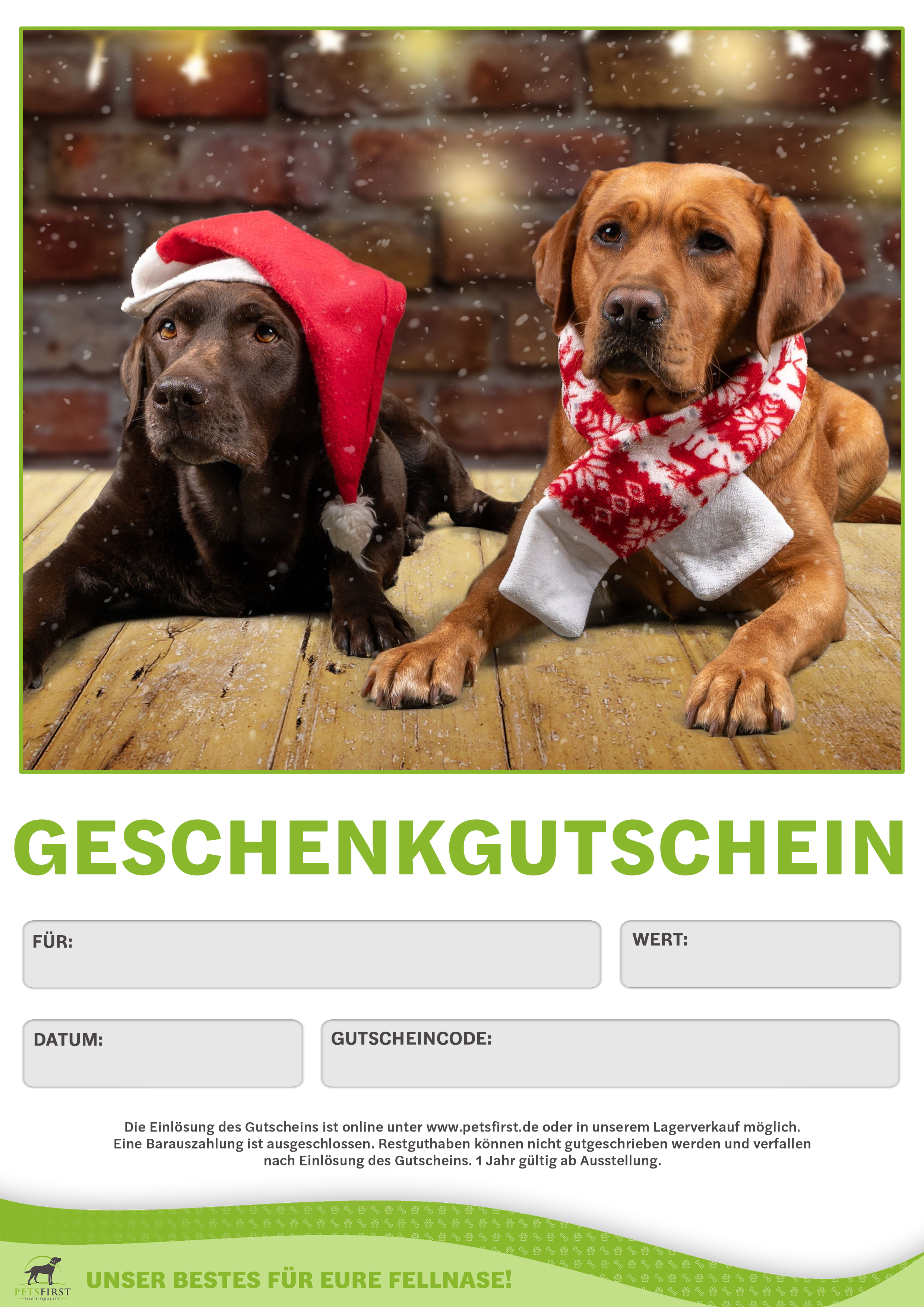Petsfirst Geschenkgutschein (per Download nach Zahlungseingang)