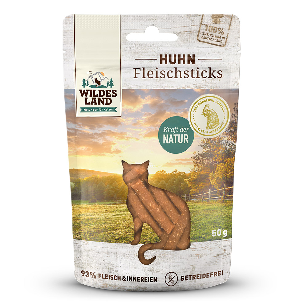 Wildes Land - Fleischsticks Huhn - Leckerli für Katzen