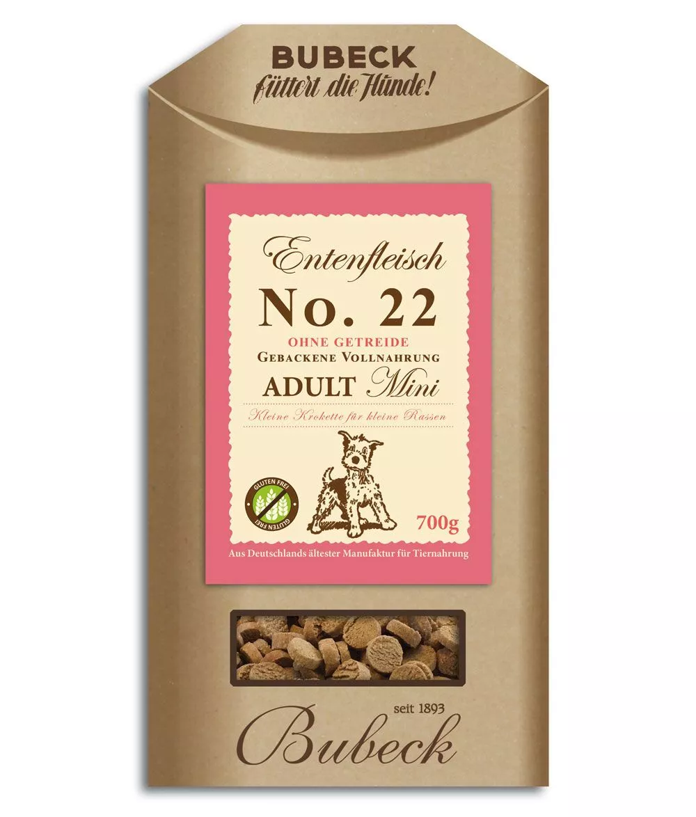 BUBECK - Ente No. 22 - getreidefreies Trockenfutter für kleine Rassen