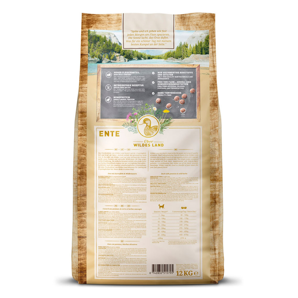 Ente mit Kartoffeln & Wildkräutern Trockenfutter für Hunde