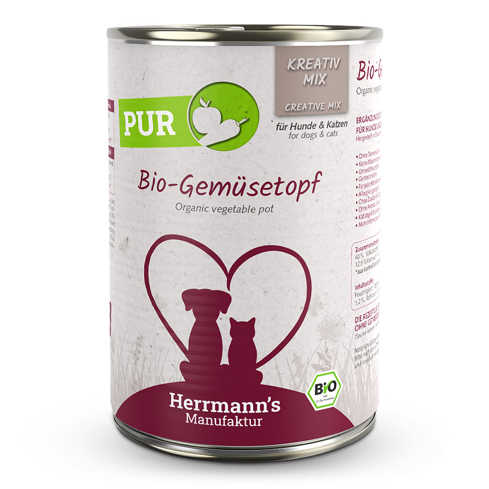 Herrmann's Manufaktur Kreativ-Mix Bio Gemüsetopf-  Nassfutter für Hunde-