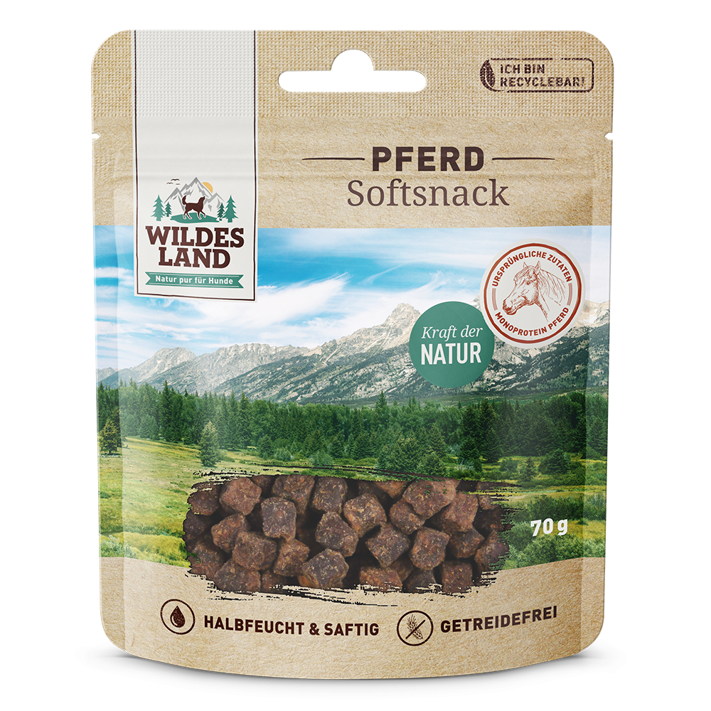 Wildes Land - Softsnack Pferd Softfutter für Hunde 70g