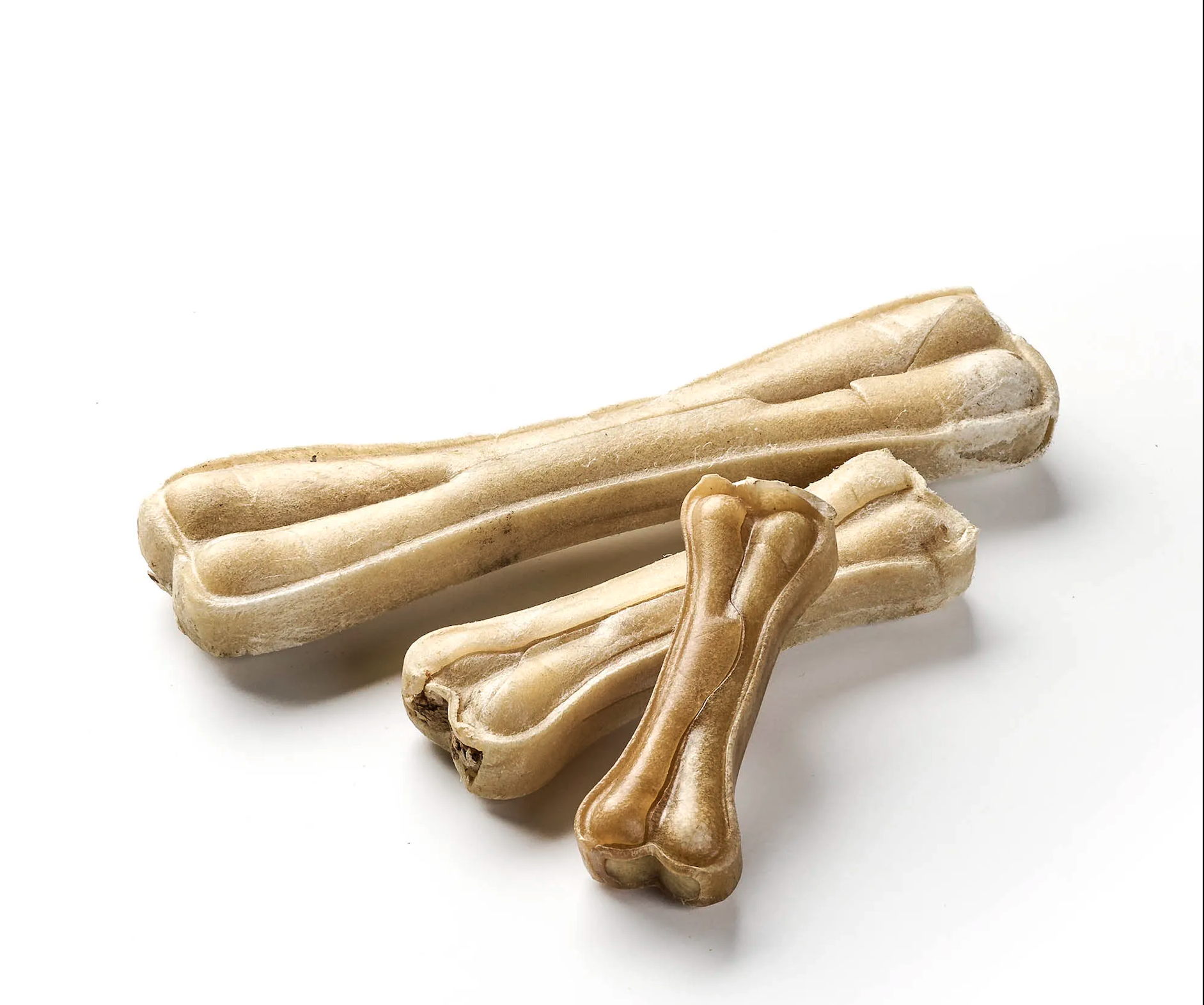 Büffel Kauknochen in 3 Größen für Hunde 100% Büffelhaut, 1 Stück