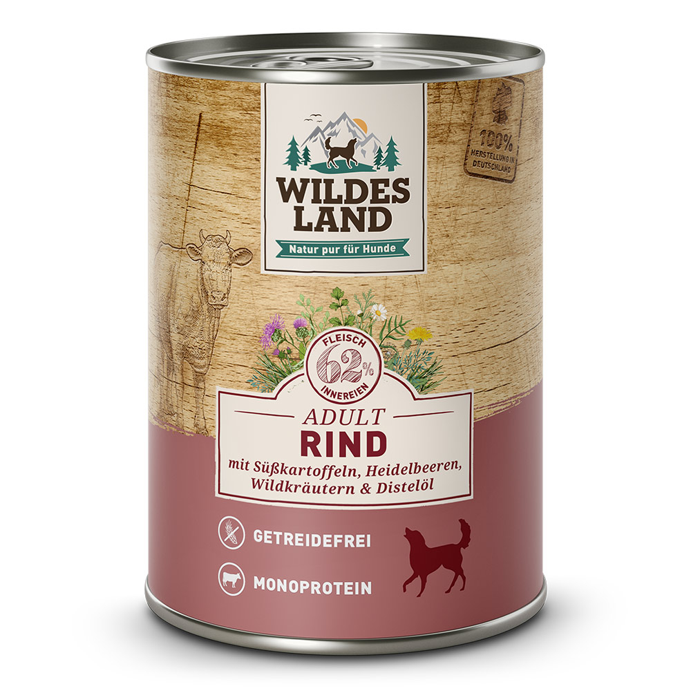 Wildes Land Classic Adult – Rind mit Süßkartoffeln Nassfutter für Hunde