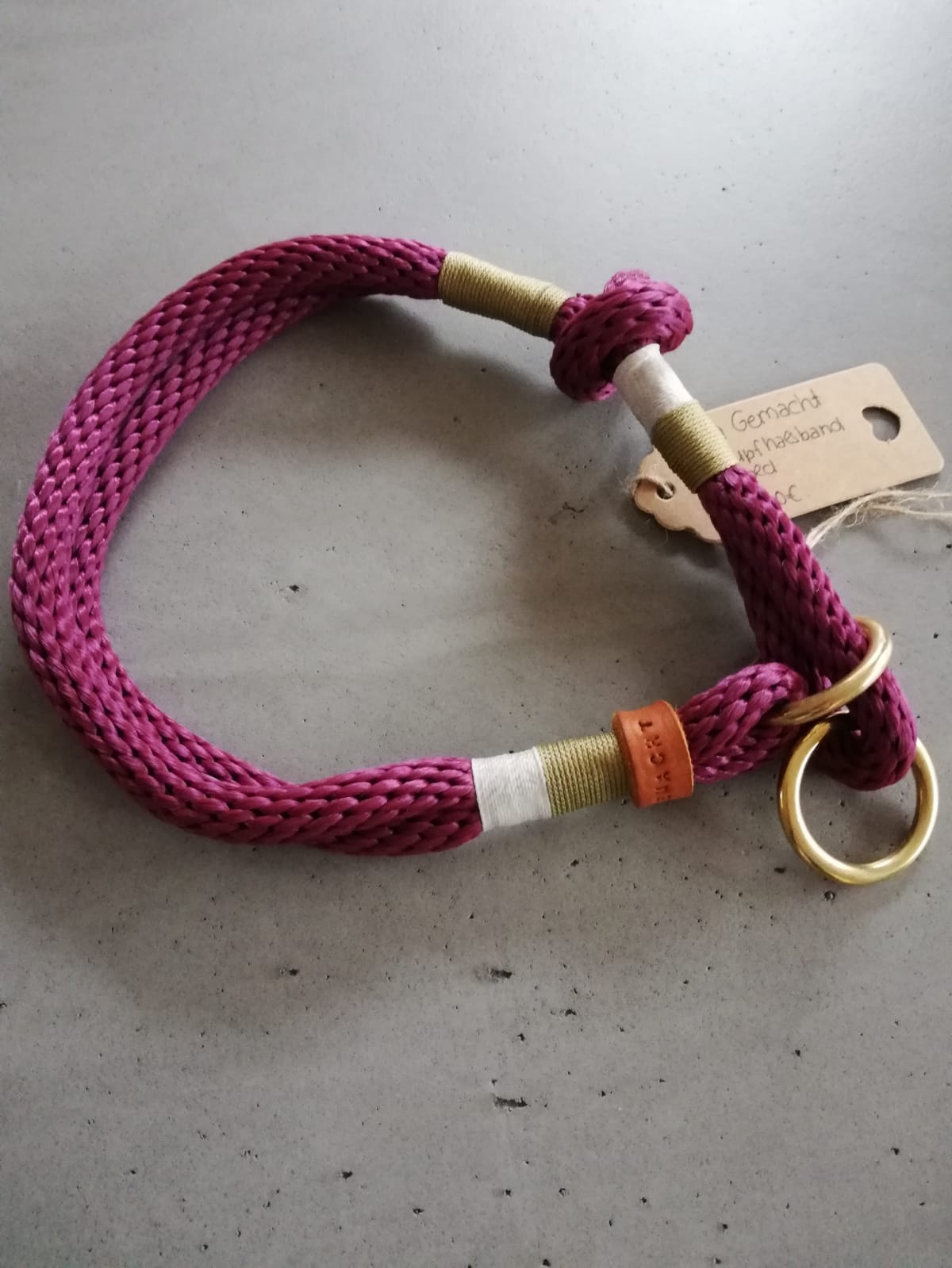 2-farbig getakeltes Schlupfhalsband für Hunde lila-gold