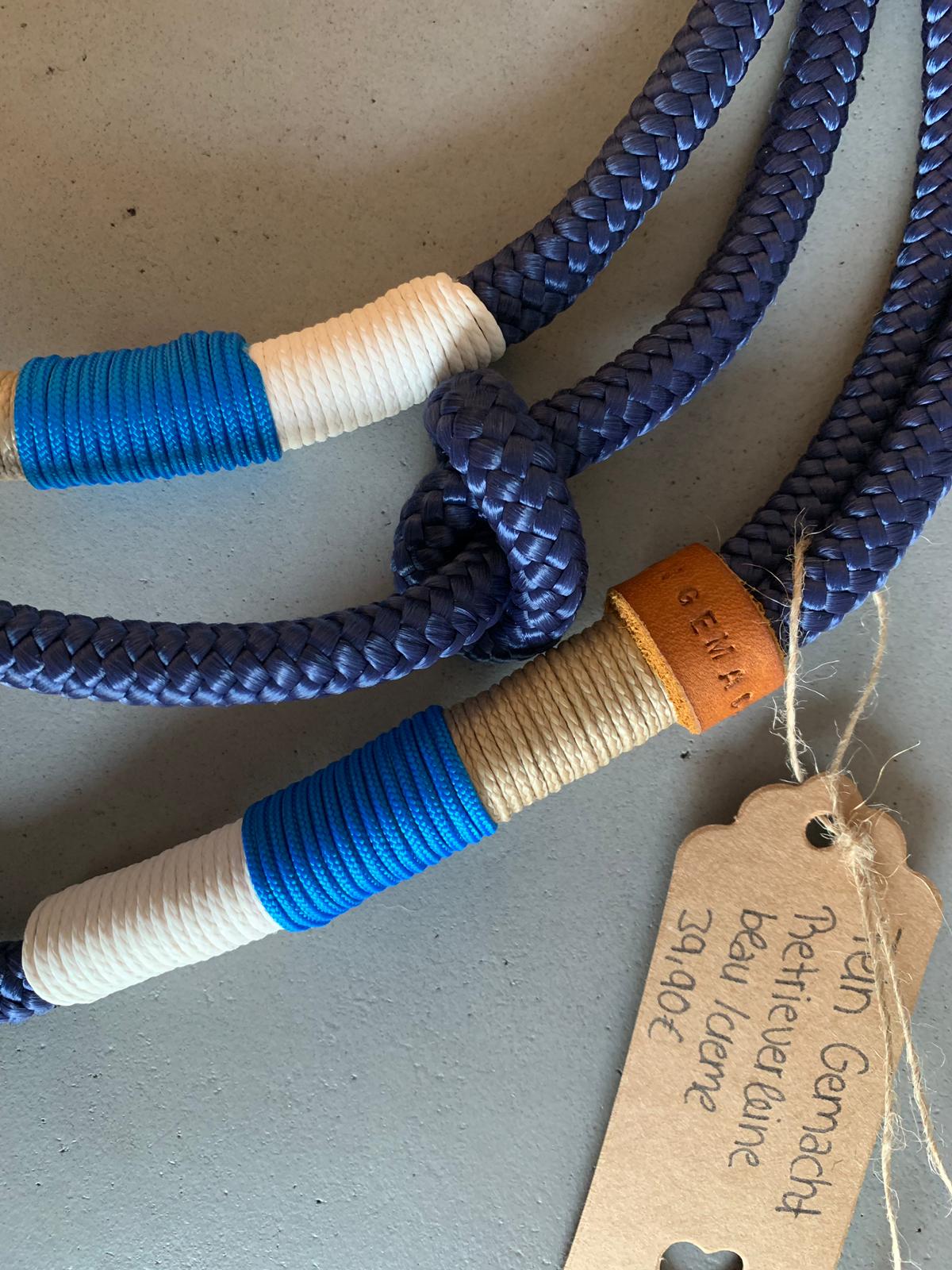 3-farbige PPM Retrieverleine blau/beige