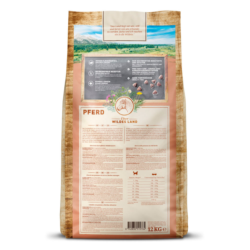 Pferd mit Kartoffeln & Wildkräutern Trockenfutter für Hunde