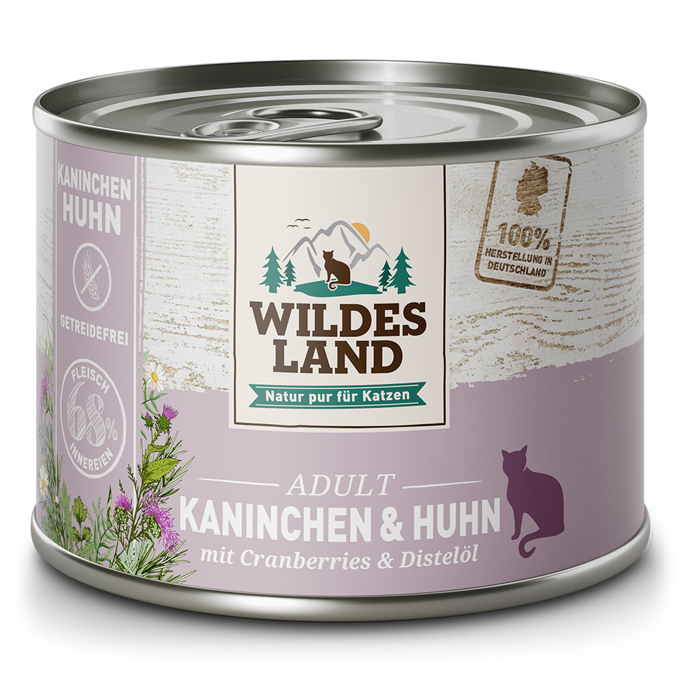 Kaninchen & Huhn mit Cranberries und Distelöl für Katzen