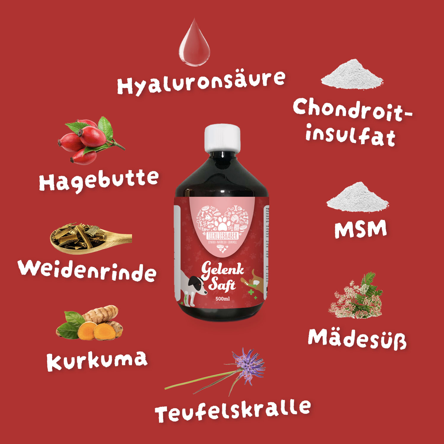 Tierliebhaber -Gelenk Saft für Hunde 500 ml