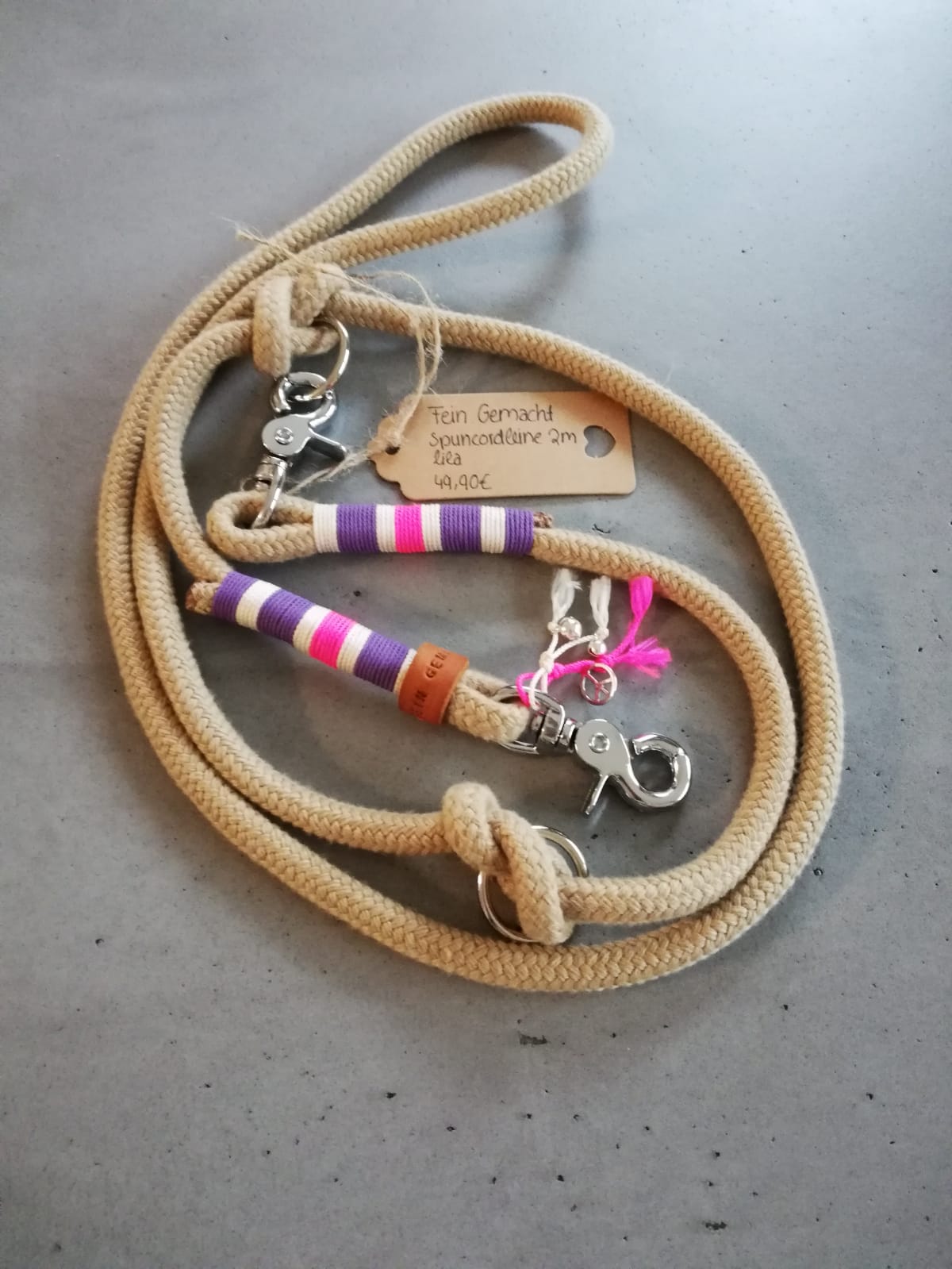 3-farbige Spuncordleine lila für Hunde