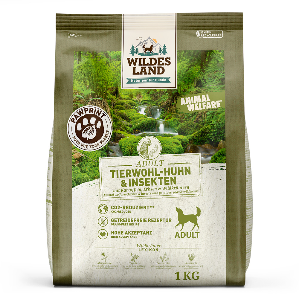 Wildes Land PawPrint Animal  Tierwohl-Huhn & Insekten Trockenfutter für Hunde