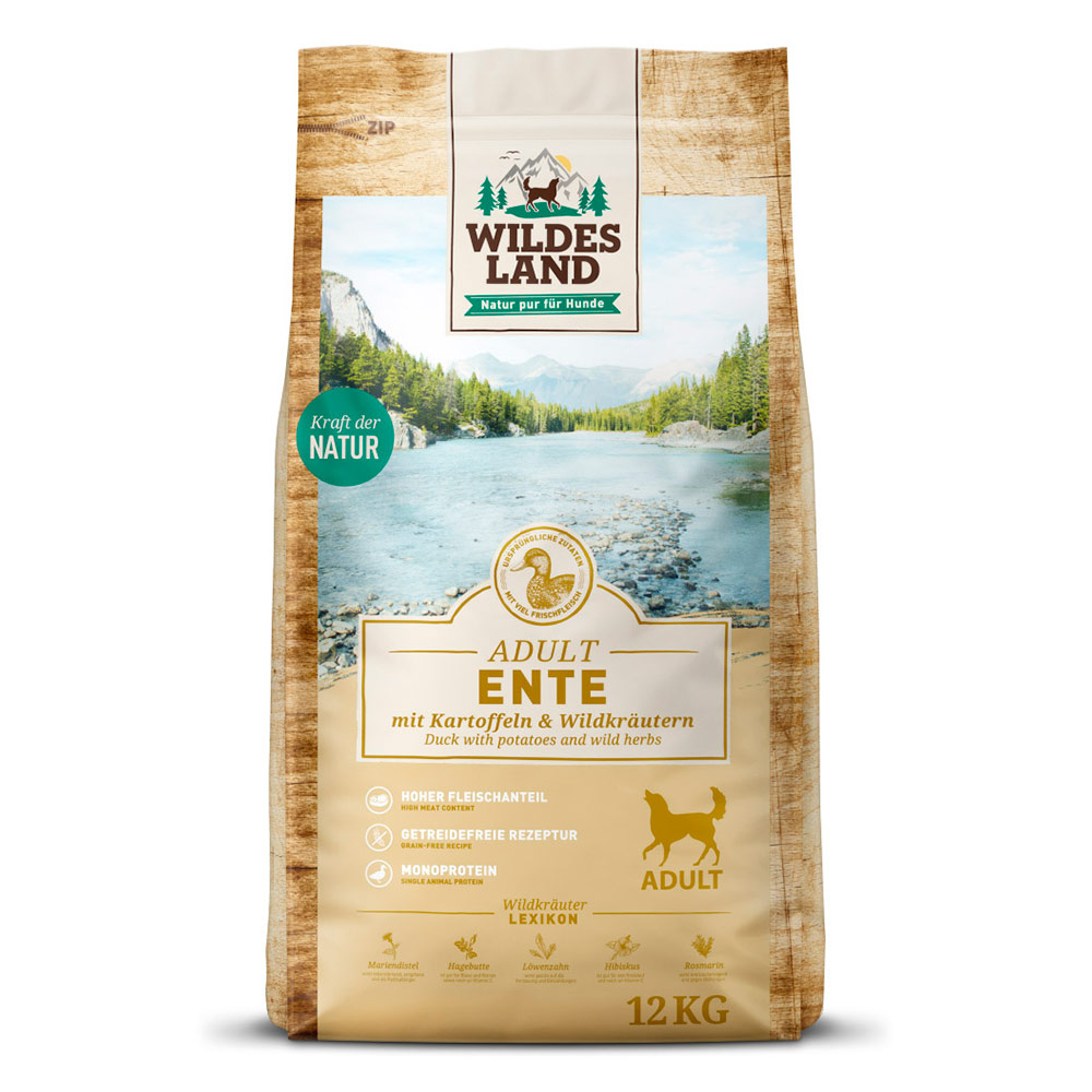 Ente mit Kartoffeln & Wildkräutern Trockenfutter für Hunde