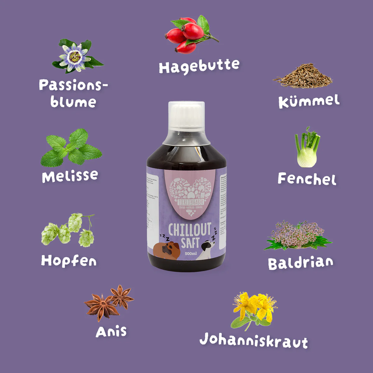 Tierliebhaber - Chillout Saft Beruhigung für Hunde 500 ml